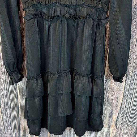 Mikarose Black Long-Sleeve Ruffle Tiered Dress - Picture 3 of 9